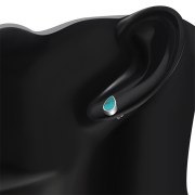 Turquoise Drop Silver Stud Earrings, e333